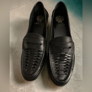 Vince Camuto Women's Calie Braided Leather Penny Loafer black size 9
